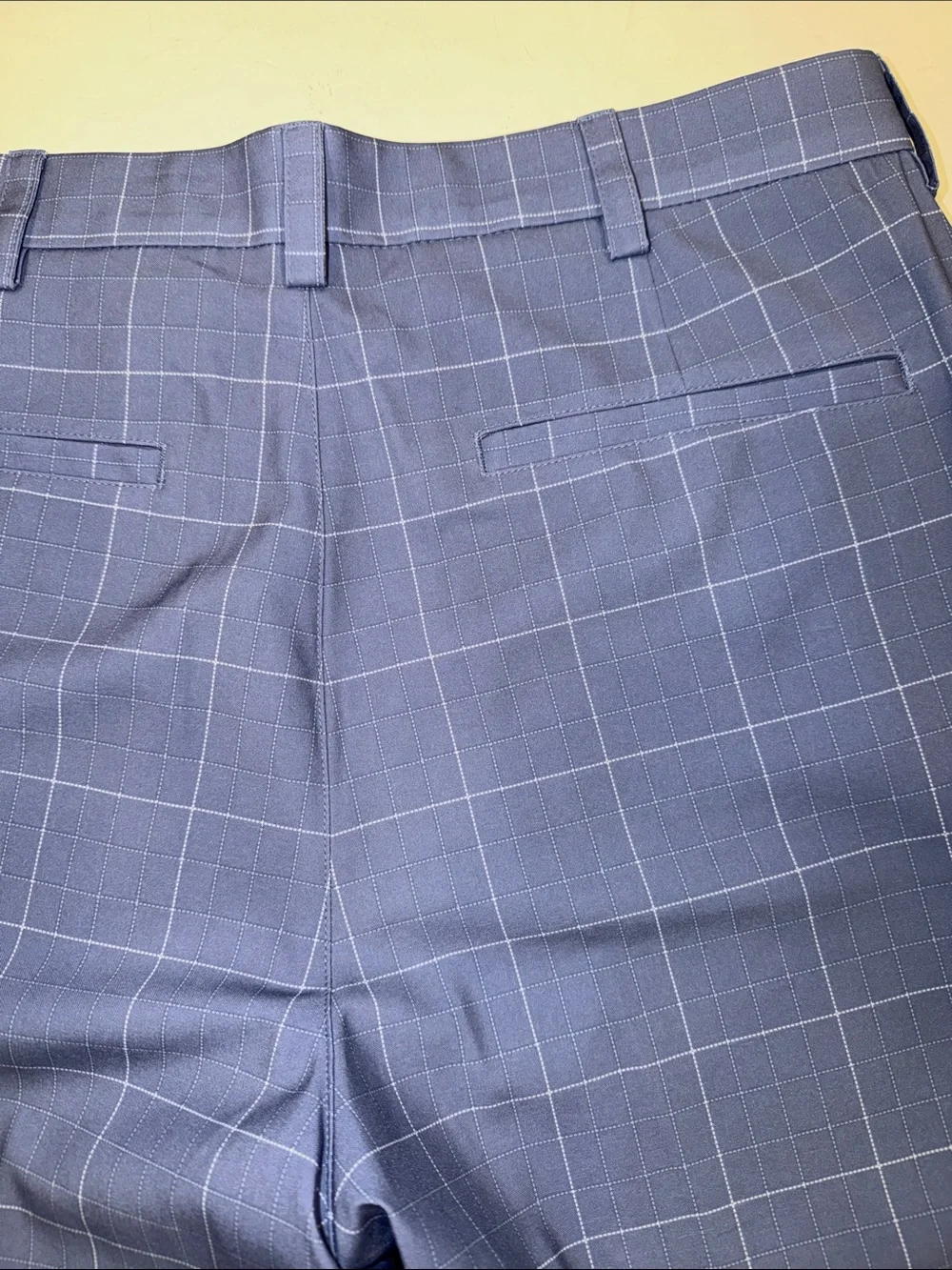 Roundtree & Yorke Blue Windowpane Flat Front Shorts